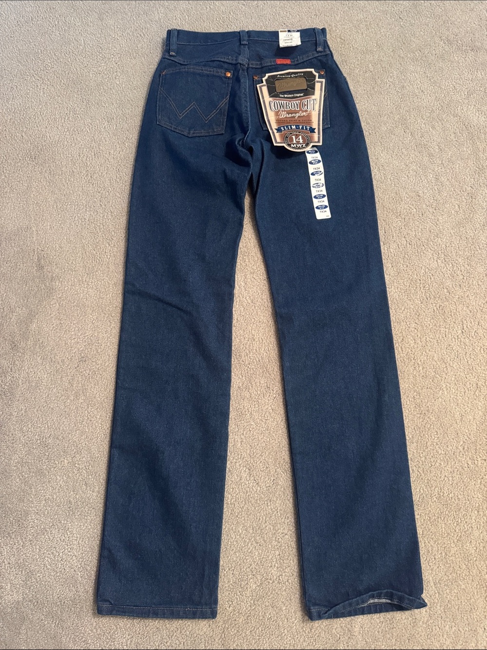 NWT Vintage Wrangler Women’s 14MWZ Slim Fit Tapered Leg Jeans in Dark Blue